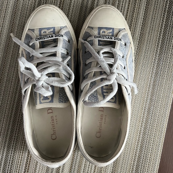 CHRISTIAN DIOR "Walk'n'Dior" Blue Faded Denim Low Top Sneakers - Picture 1 of 6